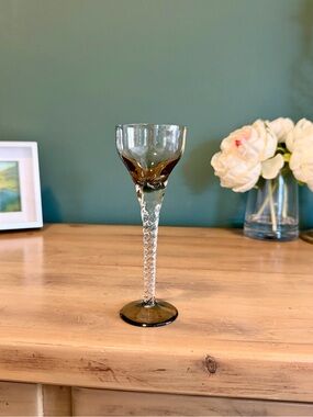Vintage BLEFELD & Co Harlequin Twist Stem Crystal Liqueur Glass 1960s